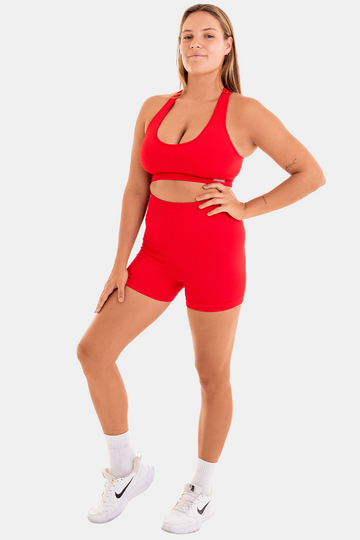 Bacon Active Shorts Ribbed Seamless Booty Shorts // Red